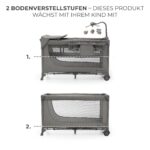 Kinderkraft Joy 2 3in1 Reisebett – Multifunktionales Babybett mit Zubehör in Dunkelgrau – Bild 7