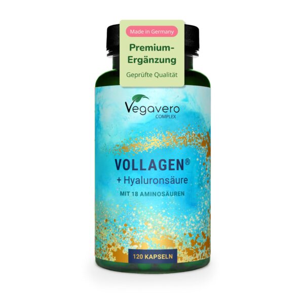 Vegavero Vegane Kollagen Kapseln hochdosiert mit Vollagen & Hyaluronsäure – Deutsche Produktion