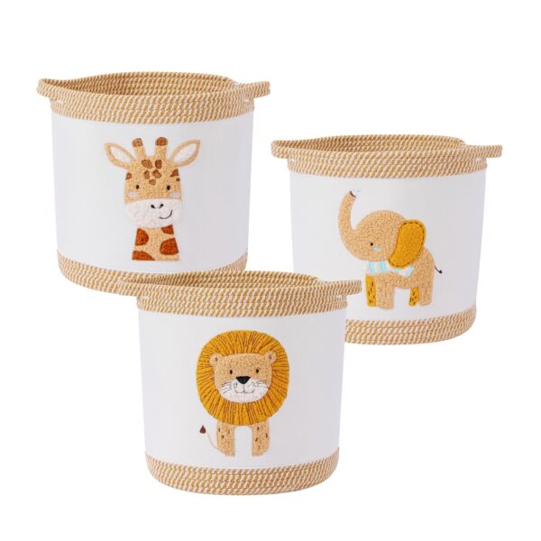 Tidelit 3-teiliges Aufbewahrungskorb-Set mit Tiermotiven – Kinderzimmer Organizer für Spielzeug & Kleidung