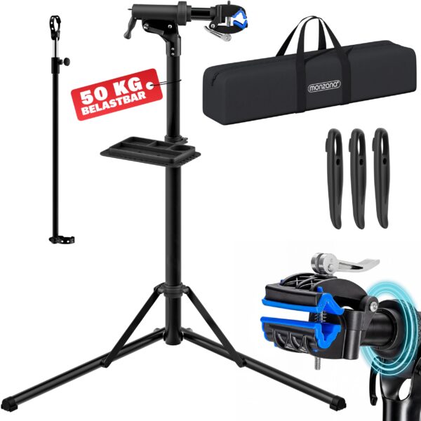 Monzana® Fahrrad-Montageständer Profi 50 kg – Höhenverstellbar für E-Bikes & Mountainbikes