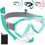Vvinca Schnorchelset Kinder 4-14 Jahre – 180° Panoramablick mit Anti-Fog & Dry-Ventil