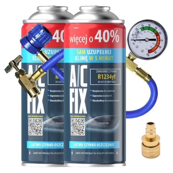 A/C FIX R1234yf Kältemittel Nachfüllset 2x235 g – DIY Klimaanlage für Fahrzeuge ab 2016