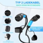 EVDANCE Typ 2 Ladekabel 6m 11kW – 16A 3-Phasig für Elektroautos mit Tasche – Bild 5
