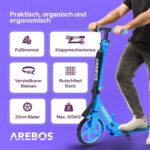 Arebos Cityroller höhenverstellbar mit XXL-Rädern – Klappbarer Tretroller bis 100 kg – Bild 3