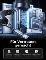 LISEN 90W USB-C Autoladegerät mit Spiralkabel – Schnellladen für bis zu 4 Geräte – Bild 7