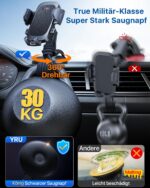 YRU Auto-Handyhalterung mit Vakuumsaugnapf & 360° Drehbar – Wackelfrei für iPhone & Samsung – Bild 3