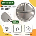 Rilli Edelstahl Babyteller mit Saugnapf & 3 Fächern – Thermoisolierend für BLW – Bild 4