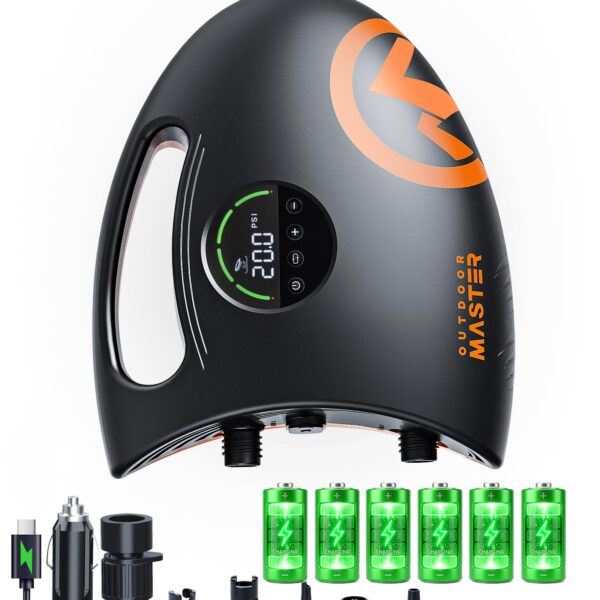 OutdoorMaster Shark 2S 88,8Wh SUP Pumpe – Elektrische Akku-Pumpe für 6 Boards mit Auto-Off