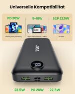 JIGA Power Bank 27000mAh mit 22,5W PD-Schnellladung – Tragbares Ladegerät für iPhone & Android – Bild 5