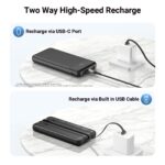 Sprockly Powerbank 20000 mAh mit 3 integrierten Kabeln – 22,5 W Schnellladung für alle Geräte – Bild 7