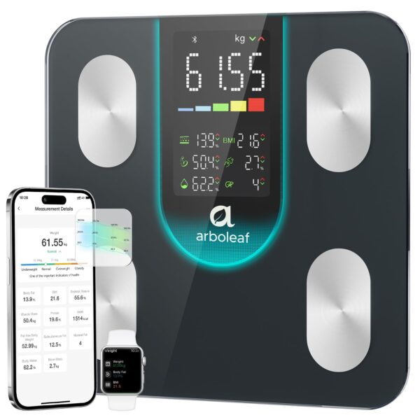 arboleaf Körperanalysewaage CS20L – Intelligente Personenwaage mit BIA-Technologie bis 180 kg