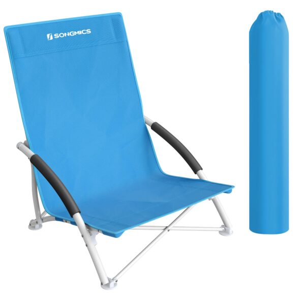 SONGMICS Strandstuhl mit hoher Rückenlehne – tragbarer Klappstuhl bis 150 kg