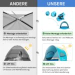 WolfWise Pop-Up Strandmuschel mit UPF 50+ – Wurfzelt für 3-4 Personen – Bild 9
