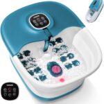 KNQZE Fusssprudelbad mit Heizung & Massage – Faltbar mit 16 Akupressurrollen für Zuhause