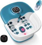 KNQZE Fusssprudelbad mit Heizung & Massage – Faltbar mit 16 Akupressurrollen für Zuhause