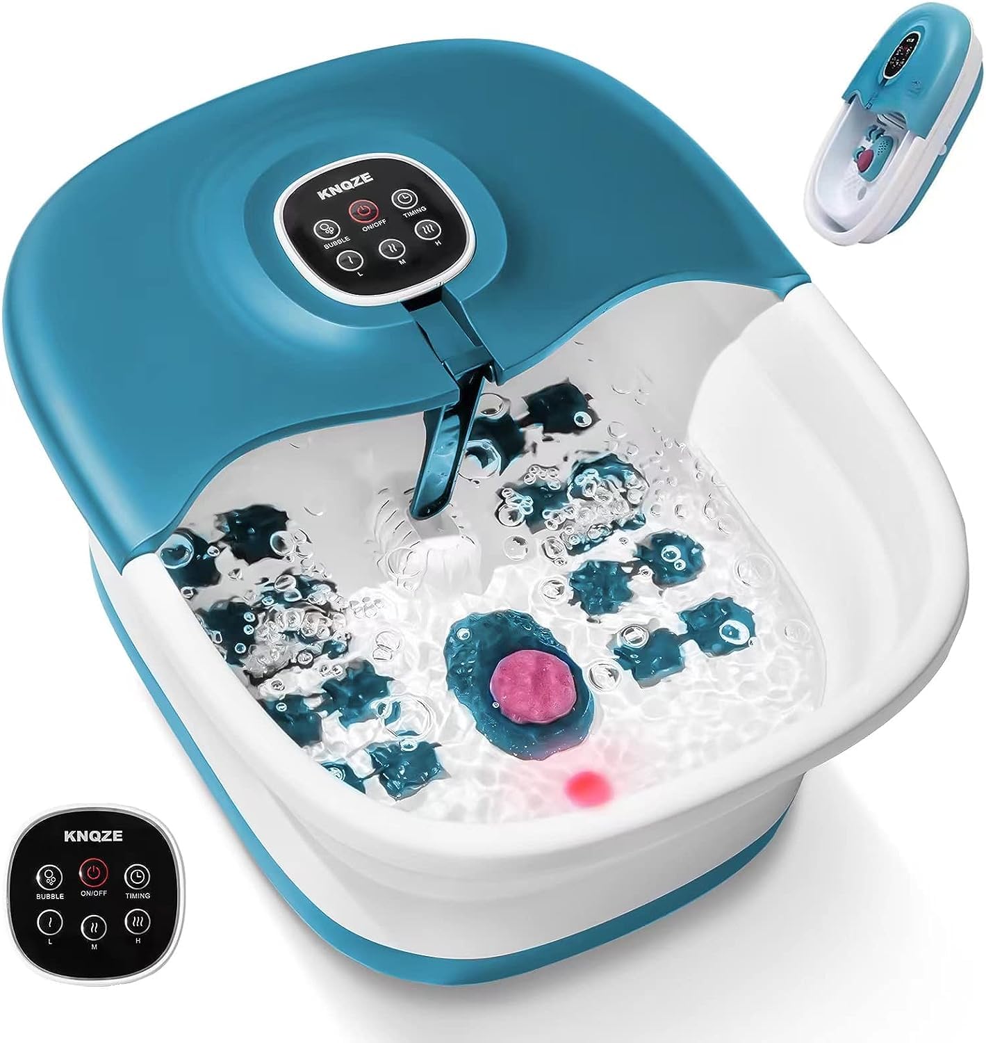 71CRpuYarVL._SY1500_.jpg KNQZE Fusssprudelbad mit Heizung & Massage – Faltbar mit 16 Akupressurrollen für Zuhause – Bild 1
