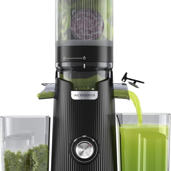 ACOQOOS Slow Juicer mit 135 mm Fütterungsröhre – Elektrische Saftpresse mit 99% Saftausbeute