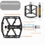 GEWAGE Fahrradpedale 9/16" mit Reflektoren & CNC-Aluminium – Sicherer Grip für MTB & Rennrad – Bild 5