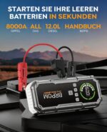 BRPOM Auto Starthilfe Powerbank 8000A mit 160 PSI Kompressor & LED – Tragbar für PKW – Bild 2