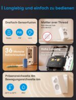 Meross Präsenzmelder Matter Over Thread – IP67 Bewegungsmelder mit 3-Zonen-Erkennung für HomeKit & Alexa – Bild 2