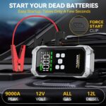 YUSMAN 8000A Starthilfe Powerbank mit 150PSI Kompressor – 4-in-1 Notfallset für Autos – Bild 2