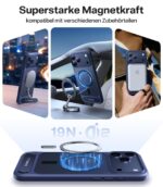 TORRAS Ostand L1 iPhone 17 Pro Hülle mit MagSafe & Titan-Ständer – Militärschutz Matt Blau – Bild 4