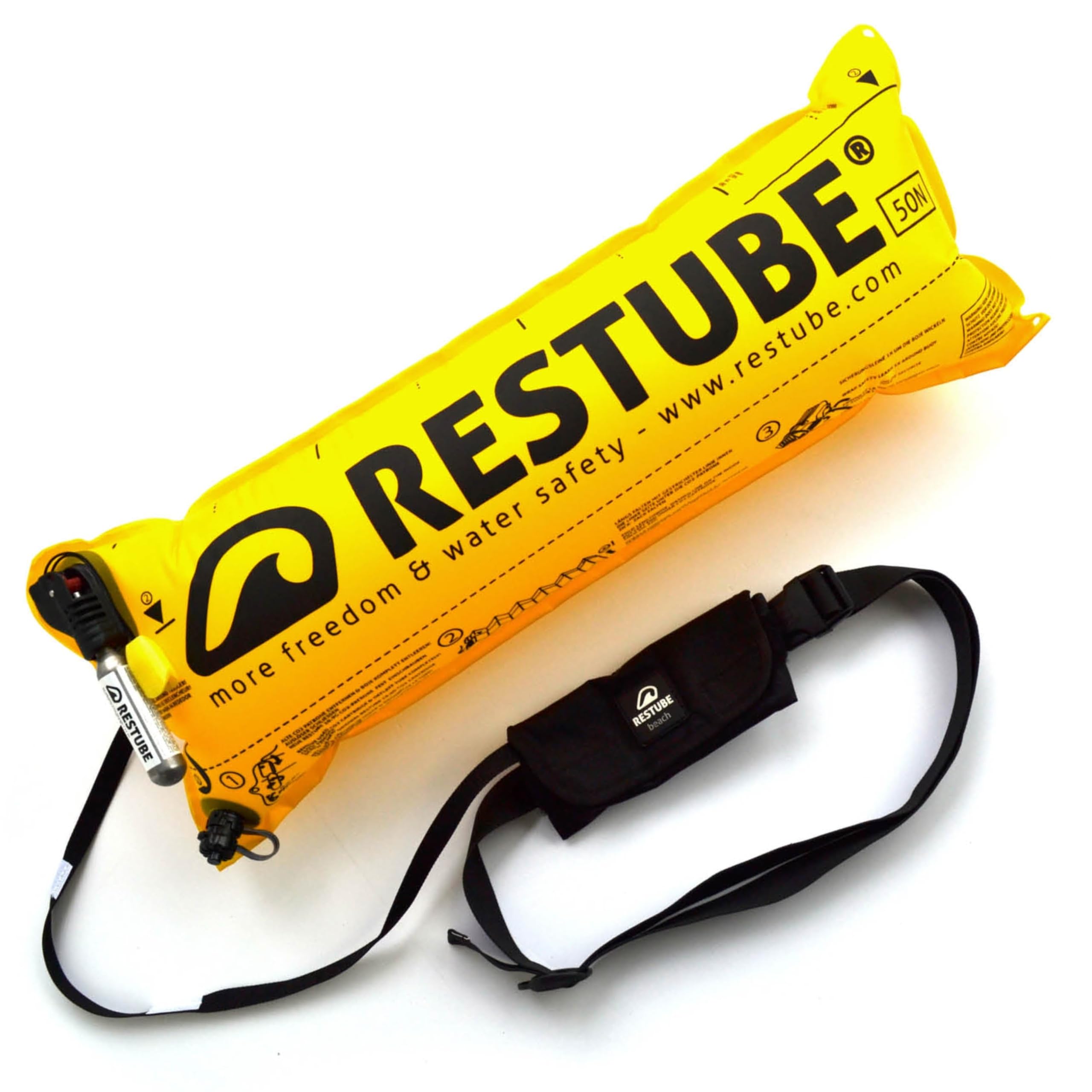 71DJgByVQ-L._SY2560_.jpg Restube Beach CO2 Rettungsboje – Sofortauftrieb für Schwimmen, SUP & Schnorcheln – Bild 1