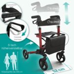 ELONEO Aluminium-Rollator faltbar mit Sitz – Leichtgewicht-Gehhilfe für mobile Senioren – Bild 3
