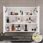 DICTAC Badezimmerspiegelschrank 80x60x16 cm – LED-Beleuchtung & Steckdose mit Sensortaste – Bild 7