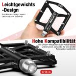 toptrek Flat Pedale 9/16 Zoll – CNC Aluminium MTB Pedale mit 3 Lagern & Rutschfest – Bild 5