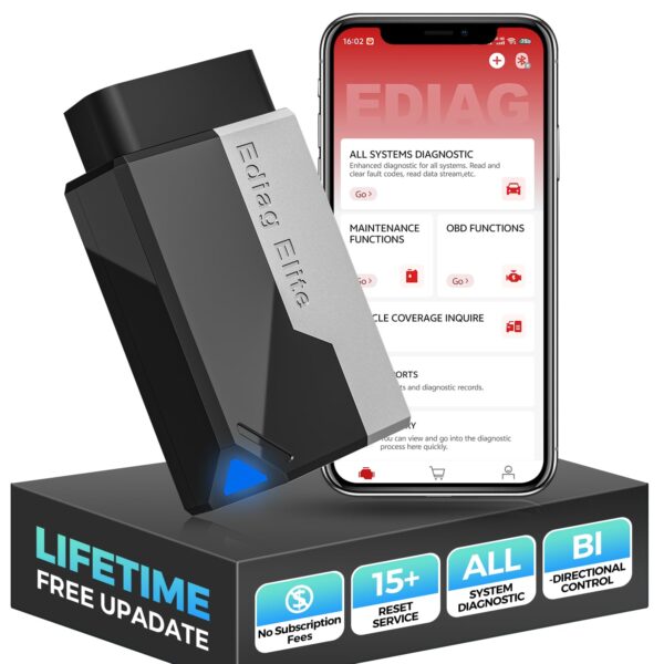 KINGBOLEN EDIAG Elite OBD2 Diagnosegerät – Bluetooth-Scanner mit 15 Reset-Funktionen für iPhone & Android