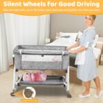 NIKYJM 3-in-1 Beistellbett mit 6-fach Höhenverstellung – Tragbares Babybett für Zuhause & Unterwegs – Bild 6