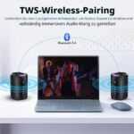 aowoka Bluetooth Lautsprecher mit RGB-Licht – IPX7 Wasserdicht, 15h Akku, Bluetooth 5.4 – Bild 5
