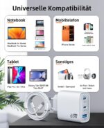 XUI 65W USB-C Schnellladegerät 3-Port mit GaN III – Universal für MacBook, iPhone & Samsung – Bild 6