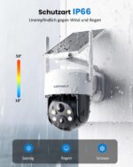 Mrowly 2K Solar-Überwachungskamera Aussen 360° PTZ WLAN – Kabellose IP66 Outdoor Kamera mit Farbnachtsicht – Bild 8
