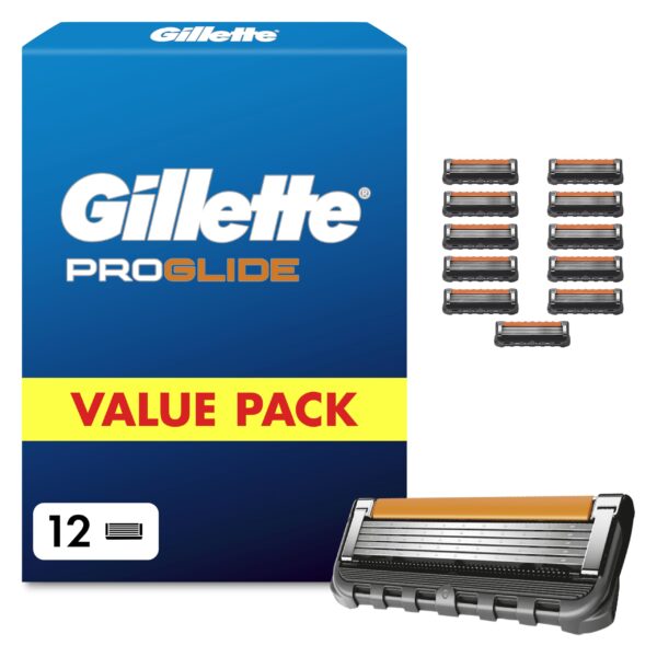 Gillette Fusion5 Proglide Rasierklingen – 12er Pack mit Everglide Plus für Männer