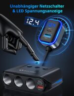 SONRU 180W KFZ Zigarettenanzünder Verteiler 7 in 1 – 4 USB & 3 Steckdosen für 12V/24V – Bild 4