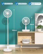 Primevolve 8" Oszillierender Standventilator mit Fernbedienung – Tragbar & Leise für Reise – Bild 2