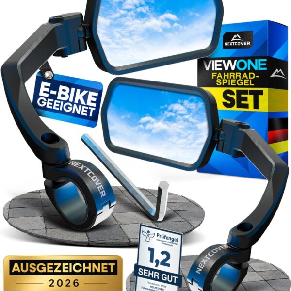 NEXTCOVER® Fahrradspiegel-Set für Lenker – ProVision Echtglas für E-Bike & Pedelec