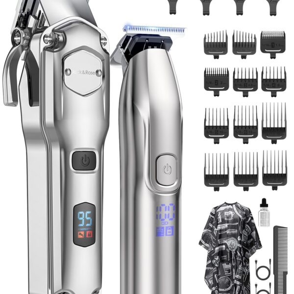 Jack & Rose Haarschneidemaschine mit Carbonklingen & T-Blade Trimmer – Kabelloses Profi Pflegeset für Herren