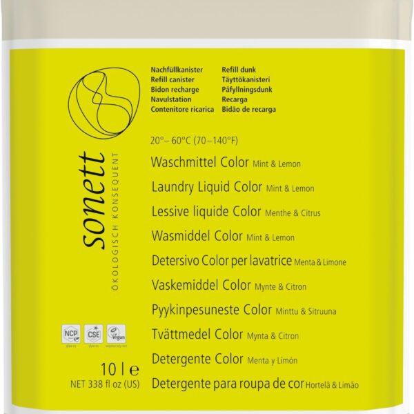 Sonett Color Waschmittel Mint & Lemon 10L – Bio-Flüssigwaschmittel für Outdoor & Sport