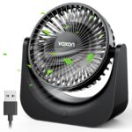 VOXON USB Tischventilator mit 5 Geschwindigkeiten – Leiser Miniventilator für Büro & Zuhause