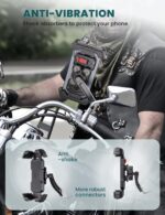 Grefay Motorrad Handyhalterung mit Doppelt Vibrationsgedämpfung – 360° drehbar für 4,5-7,2 Zoll – Bild 4