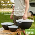 Hausfelder Salatschüssel Set 8-tlg. – 4 Kunststoffschüsseln mit Deckel & Tragegriff – Bild 6
