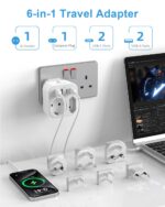 SUDEERY 6-in-1 Reiseadapter weltweit mit 2 USB-C & 2 USB-A – Universalstecker für 150+ Länder – Bild 3