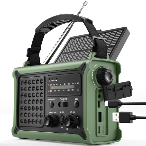 ROCAM Notfallradio mit Handkurbel & Solarpanel – 12000mAh Batterie für Camping & Notfälle