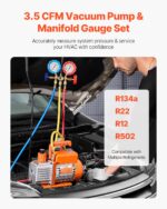 VEVOR 3,5 CFM Vakuumpumpe mit Manometer-Set – Klimaanlage für R134a, R22, R12, R502 – Bild 2