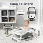 COOSEYA Faltbare Baby-Badewanne 0-18 Monate mit Polster – Sichere Babywanne Grau – Bild 4