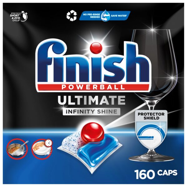 Finish Ultimate Infinity Shine Spülmaschinentabs – 160 Caps für Tiefenreinigung & Glanz