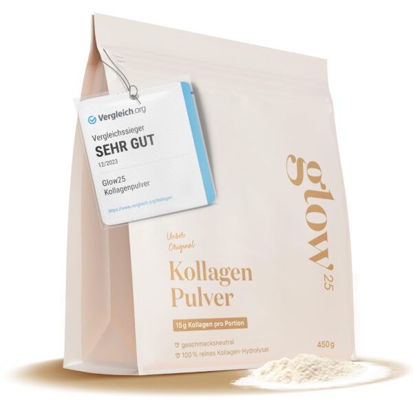 Glow25 Kollagen Pulver 450g – Reines Hydrolysat für Haut & Gelenke
